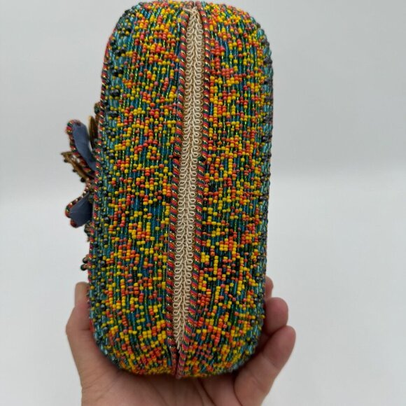 Mary Frances floral motif beaded bag teal orange green *read* - Picture 5 of 16